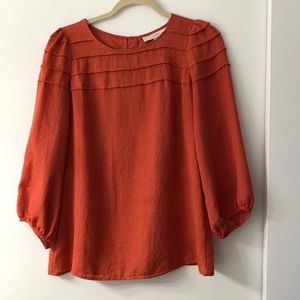 Loft Orange Patterned Blouse